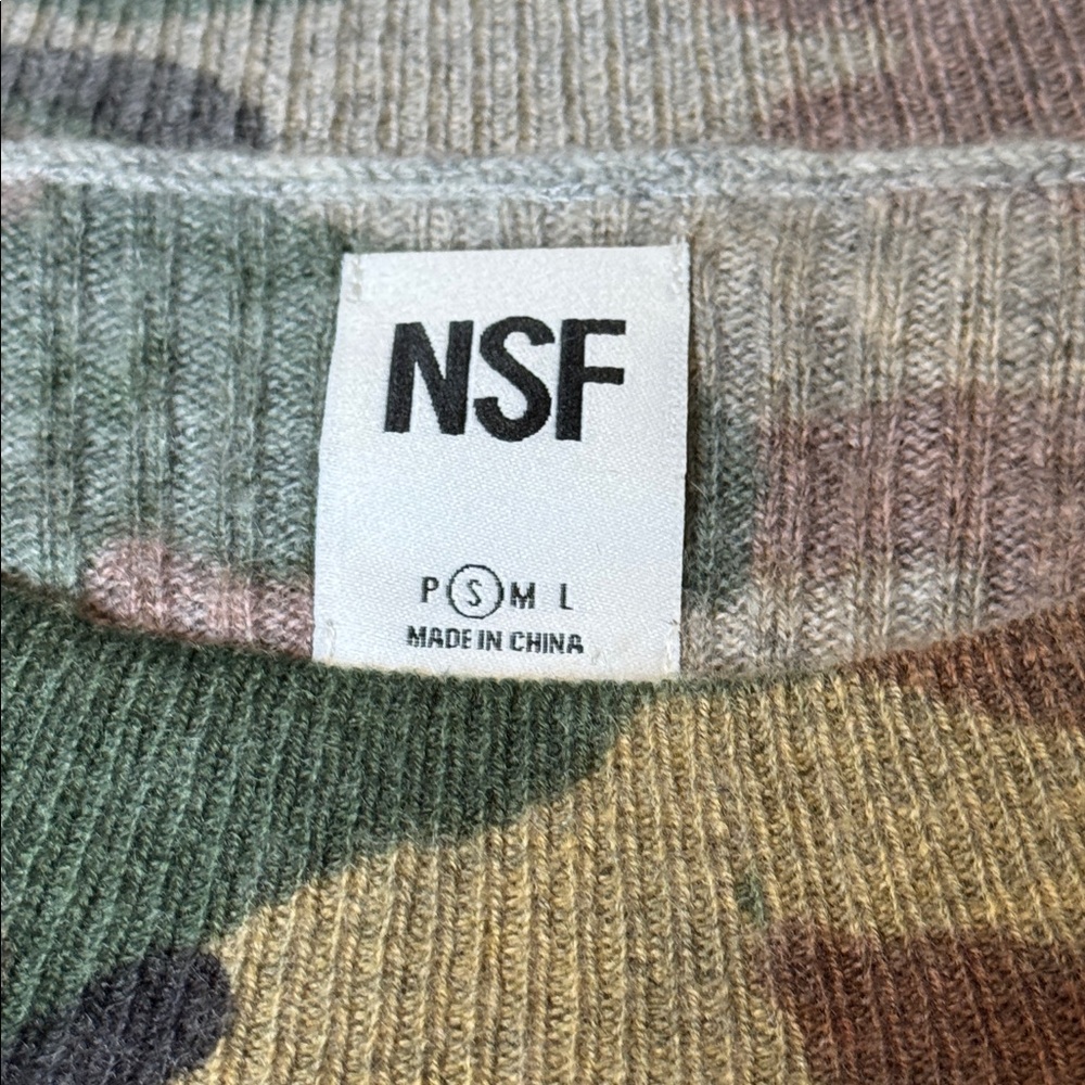 NSF Marta Camo Cashmere Wool Crewneck Sweater Small - Picture 6 of 13